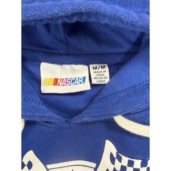 Jimmy Johnson #48 NASCAR Hoodie Men’s Sz M Blue Pullover Sweatshirt Racing Flags - Picture 5 of 9